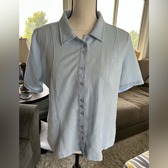 Christopher & Banks Tops - Christopher & Banks Women’s light Blue Short Sleeve Button Down Blouse Large